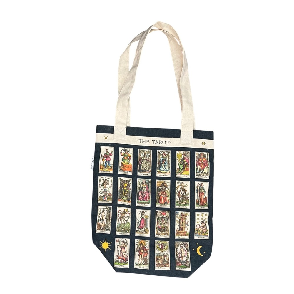 Cavallini & Co Tarot Vintage Canvas Tote Witchy Bag Natural Cotton Halloween